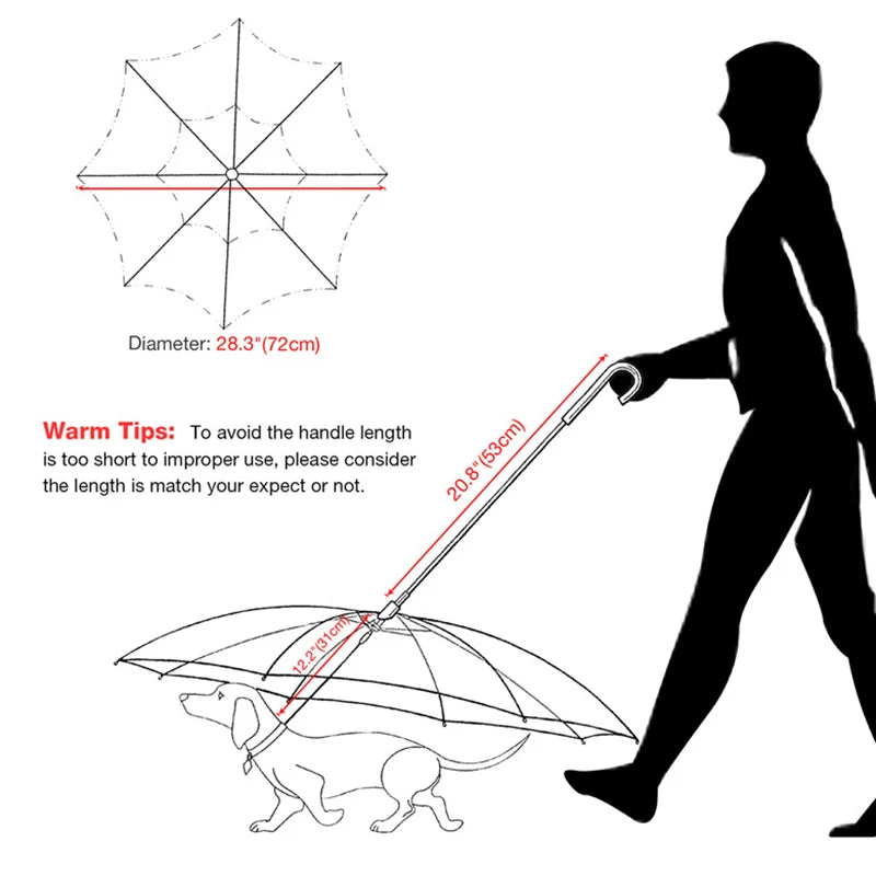 New Transparent Pet Umbrellas Small Dog Umbrella with Dog Leash Iron Chain as Raincoat for Dogs Beautiful Package Pet Supplies