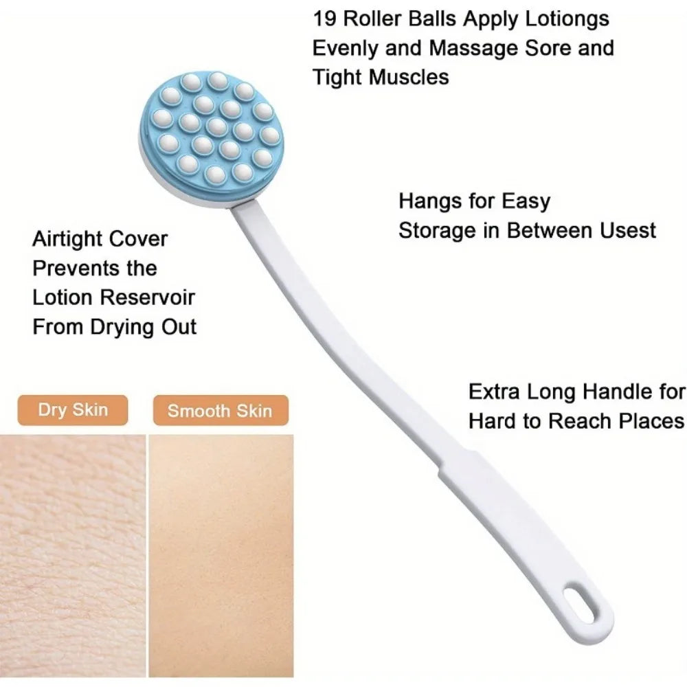 Remedy Wand for Applying Lotion Applicator and Massager Handheld Long Handled Easy Reach Rollon Dispenser for Shower Gel on Back