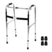 Elderly Folding Walker Thickened Crossbar Silver Black Portable Folding Walker Stainless Steel Height Adjustment for Daily Use