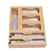 Bamboo Organizer Wall Mount Wood Multi Layer Plastic Wrap Dispenser Cutter Cling Film Holder Storage Box Kitchen Accessories