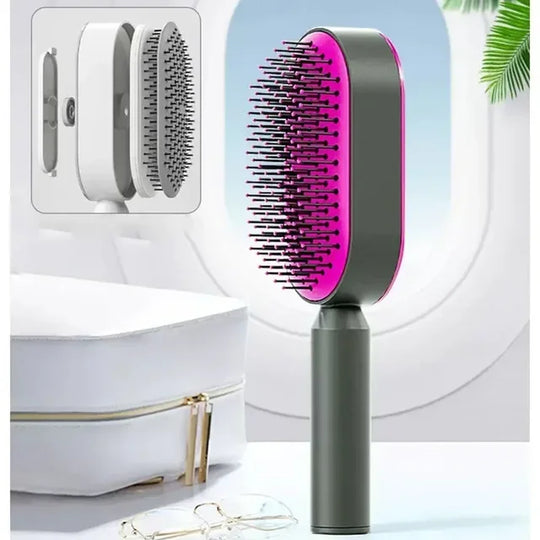 Self Cleaning Hair Brush 3D Air Cushion Massage Comb Airbag Massage Brush One-Key Cleaning Detangling Hair Brush Styling Tools