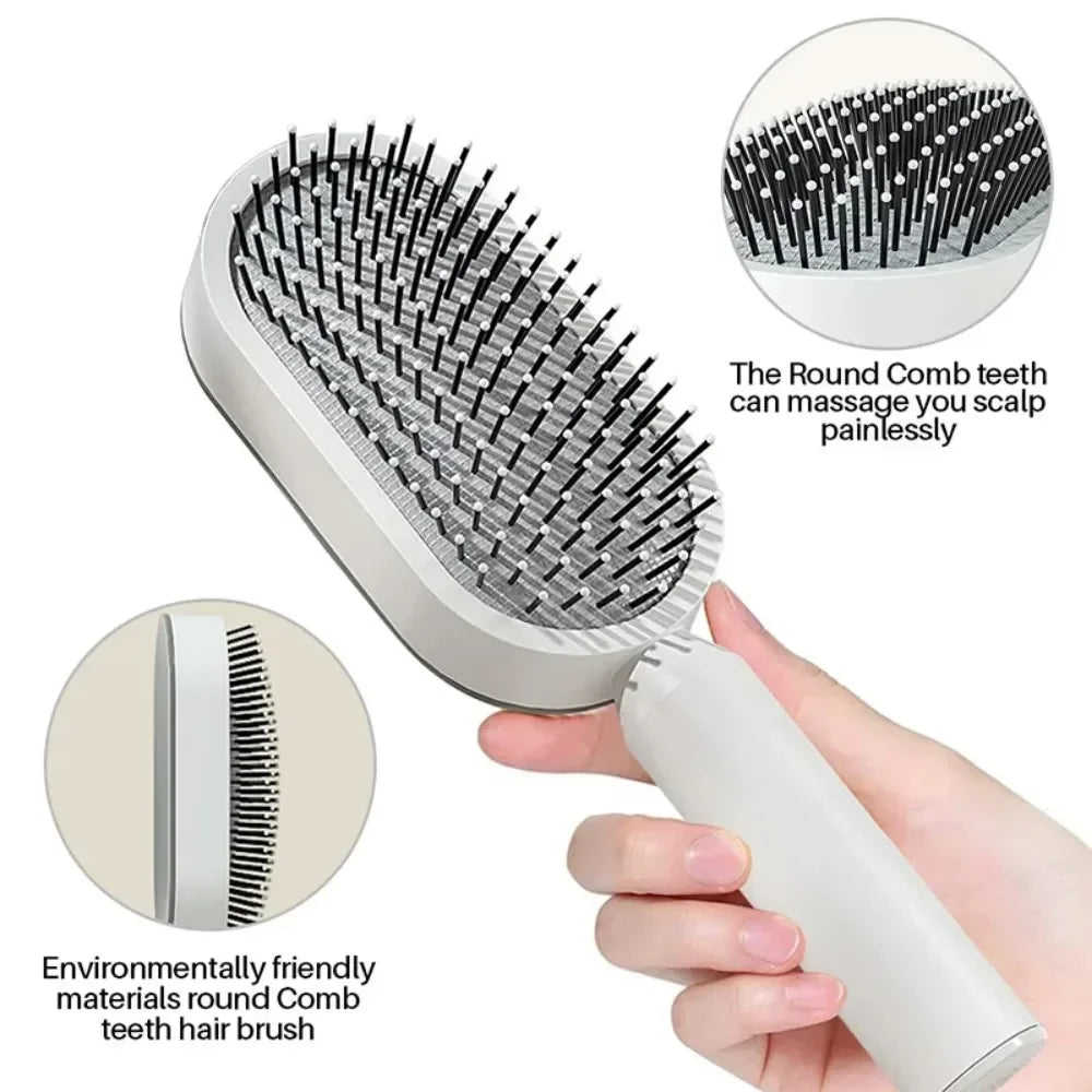 Self Cleaning Hair Brush 3D Air Cushion Massage Comb Airbag Massage Brush One-Key Cleaning Detangling Hair Brush Styling Tools