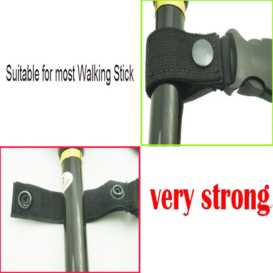 Easy Fit Walking Stick Wrist Strap & Cane Crutch Clip Holder Grip Aid