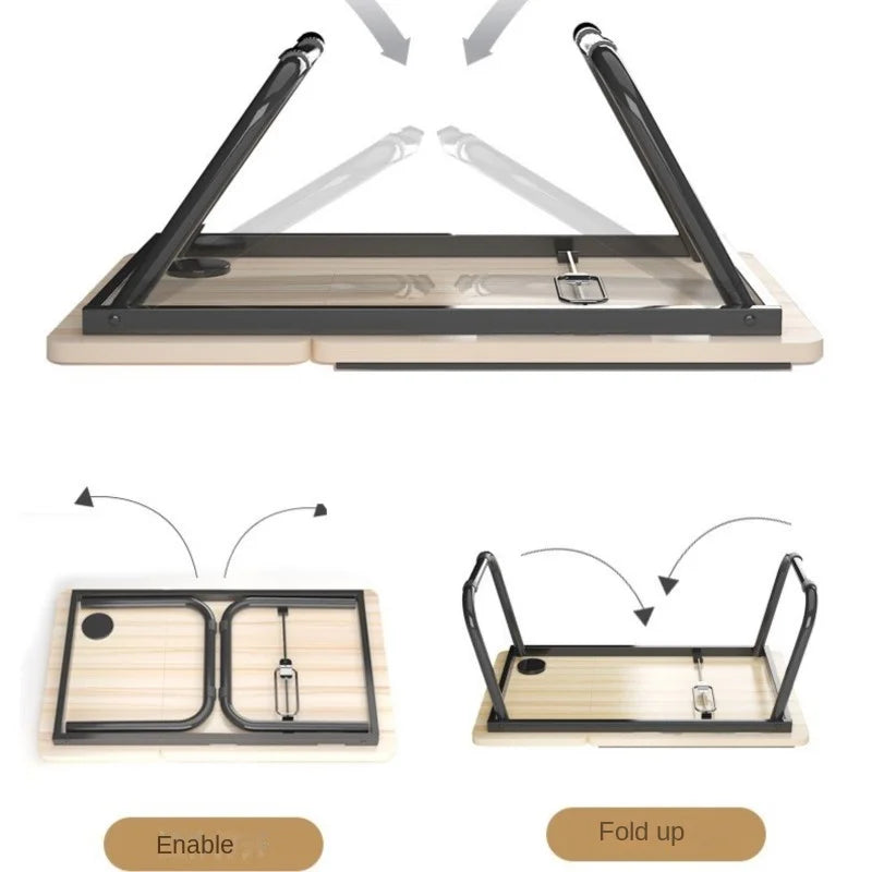 Folding Laptop Desk on the Bed 5 Gear Lifting Adjustable Laptop Table with Cup Holder Simple Computer Desk for Working Reading